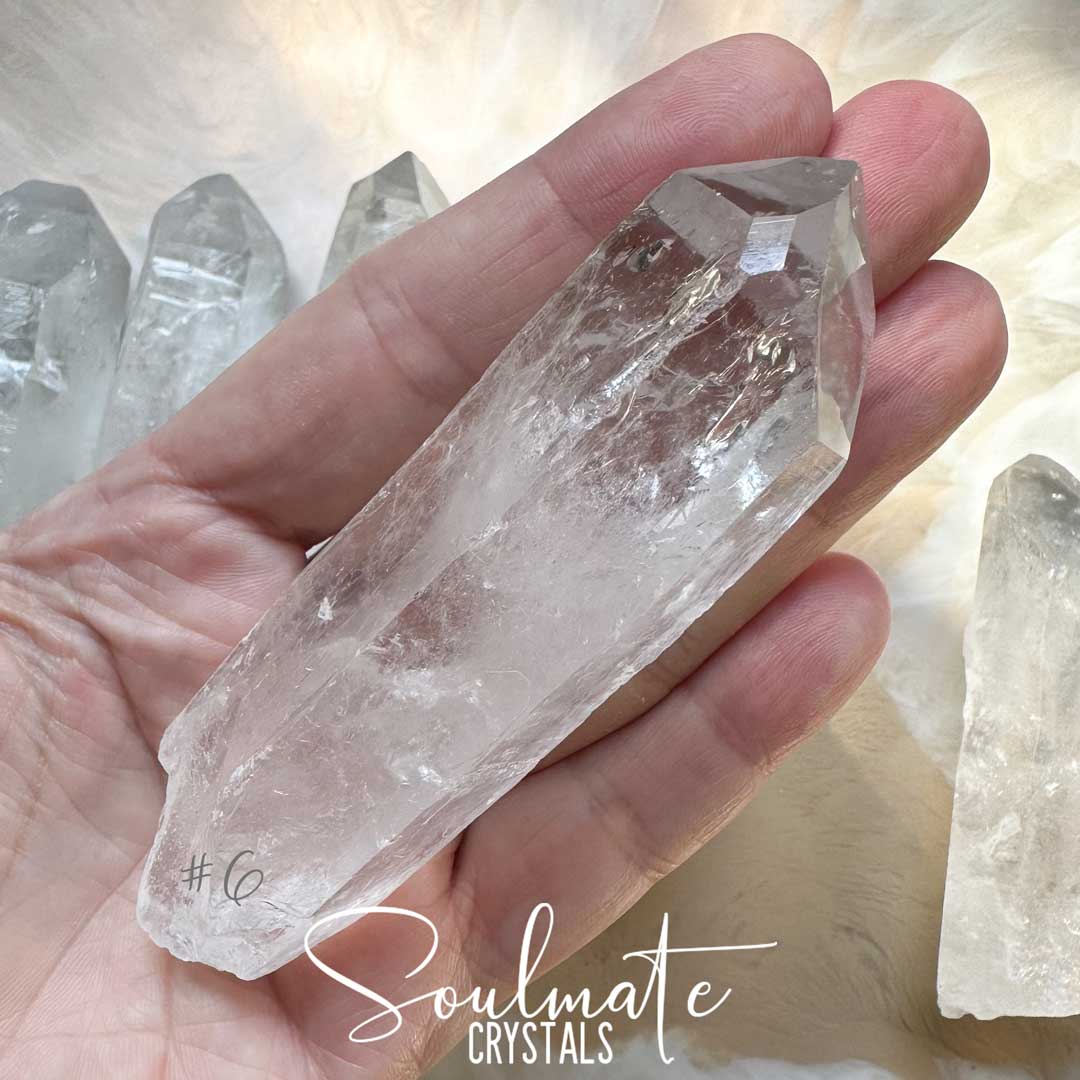 Soulmate Crystals Clear Quartz Raw Crystal Wand, Natural Point Clear Crystal for Manifestation, Amplification and Universal Healing