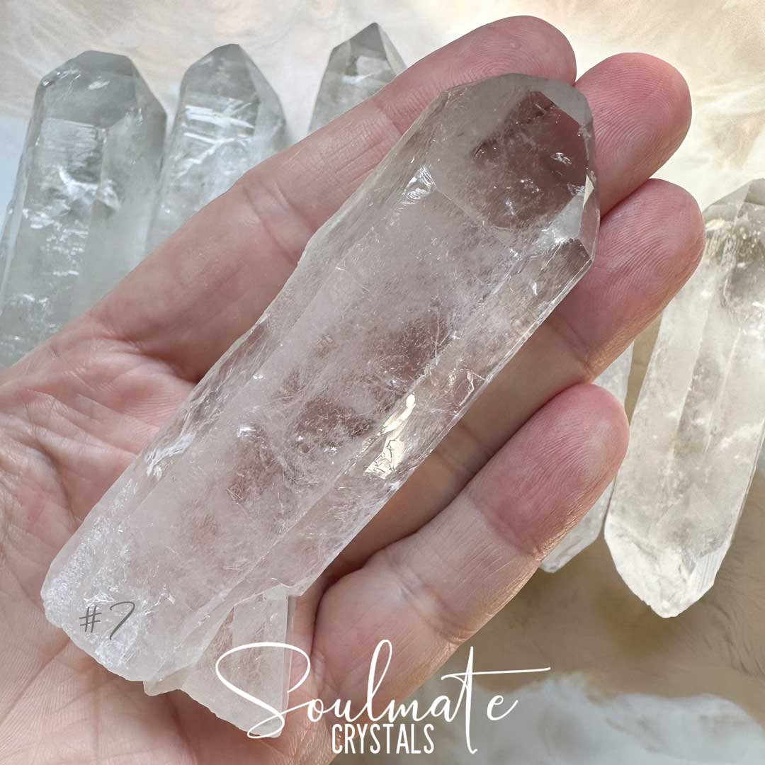 Soulmate Crystals Clear Quartz Raw Crystal Wand, Natural Point Clear Crystal for Manifestation, Amplification and Universal Healing