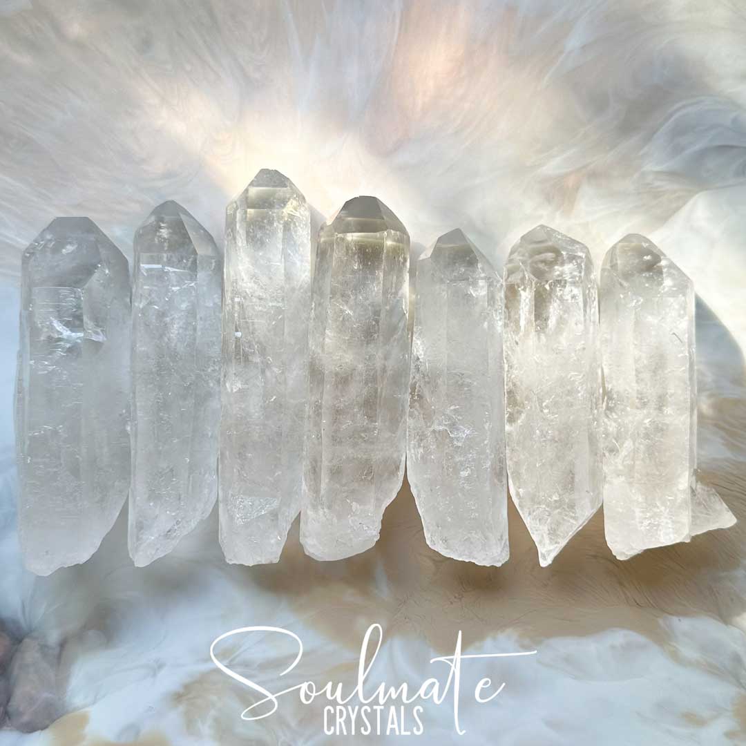 Soulmate Crystals Clear Quartz Raw Crystal Wand, Natural Point Clear Crystal for Manifestation, Amplification and Universal Healing