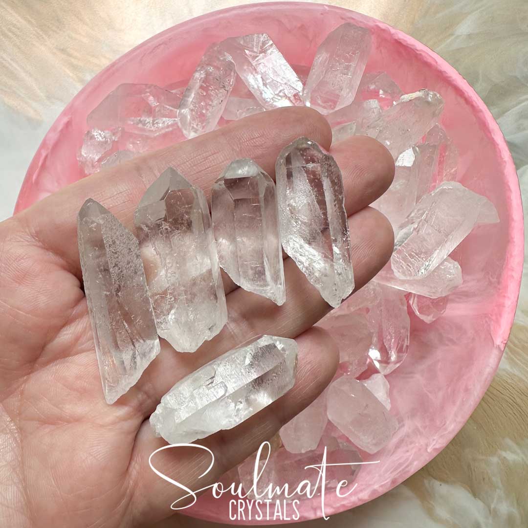 Soulmate Crystals Clear Quartz Raw Natural Crystal Point, Rough Unpolished Clear Crystal for Manifestation, Clarity, Amplification, Master Healer.