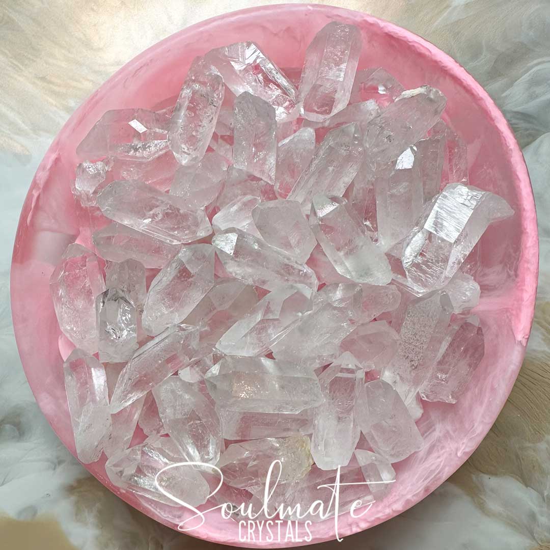 Soulmate Crystals Clear Quartz Raw Natural Crystal Point, Rough Unpolished Clear Crystal for Manifestation, Clarity, Amplification, Master Healer.