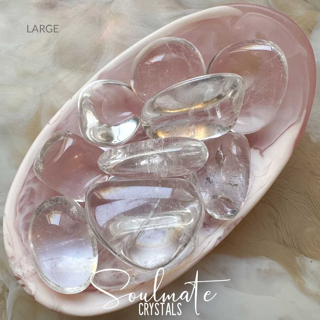 Soulmate Crystals Clear Quartz Tumbled Stone, Clear Crystal for Manifestation, Amplification, Universal Healing.