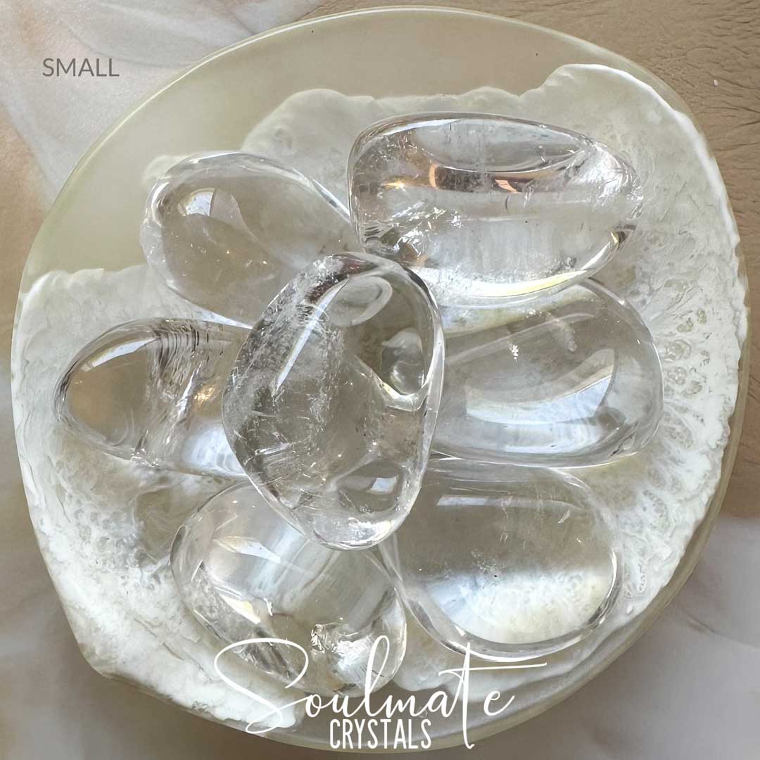Soulmate Crystals Clear Quartz Tumbled Stone, Clear Crystal for Manifestation, Amplification, Universal Healing.