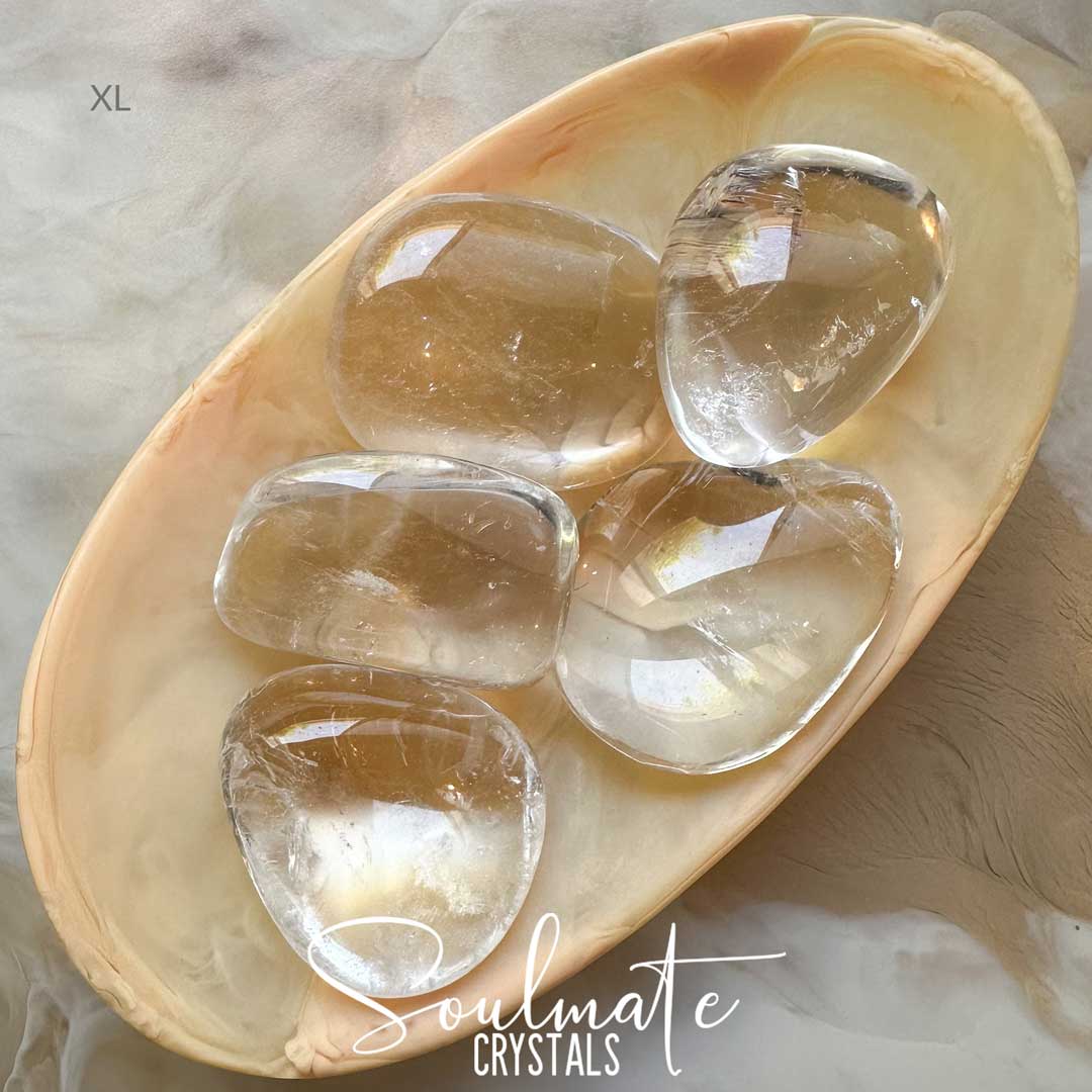 Soulmate Crystals Clear Quartz Tumbled Stone, Clear Crystal for Manifestation, Amplification, Universal Healing.