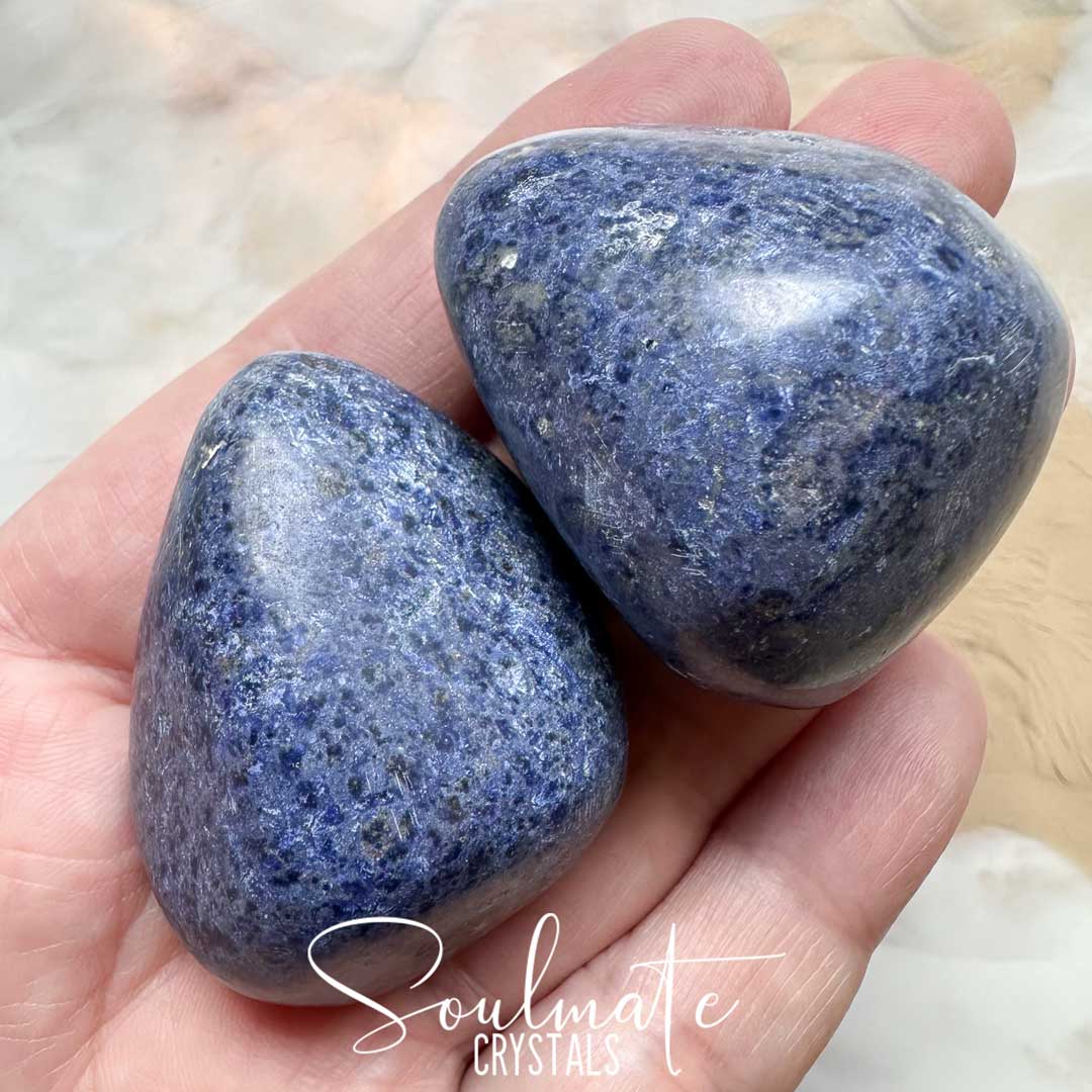 Soulmate Crystals Dumortierite Tumbled Stone, Light Indigo Blue Crystal for Visioning, Calm, Focus, Tolerance, Confidence and Self-Expression