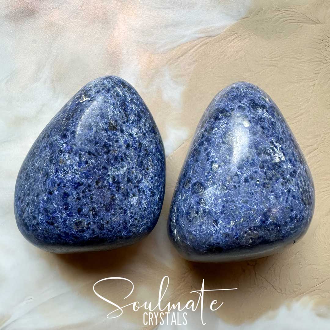 Soulmate Crystals Dumortierite Tumbled Stone, Light Indigo Blue Crystal for Visioning, Calm, Focus, Tolerance, Confidence and Self-Expression