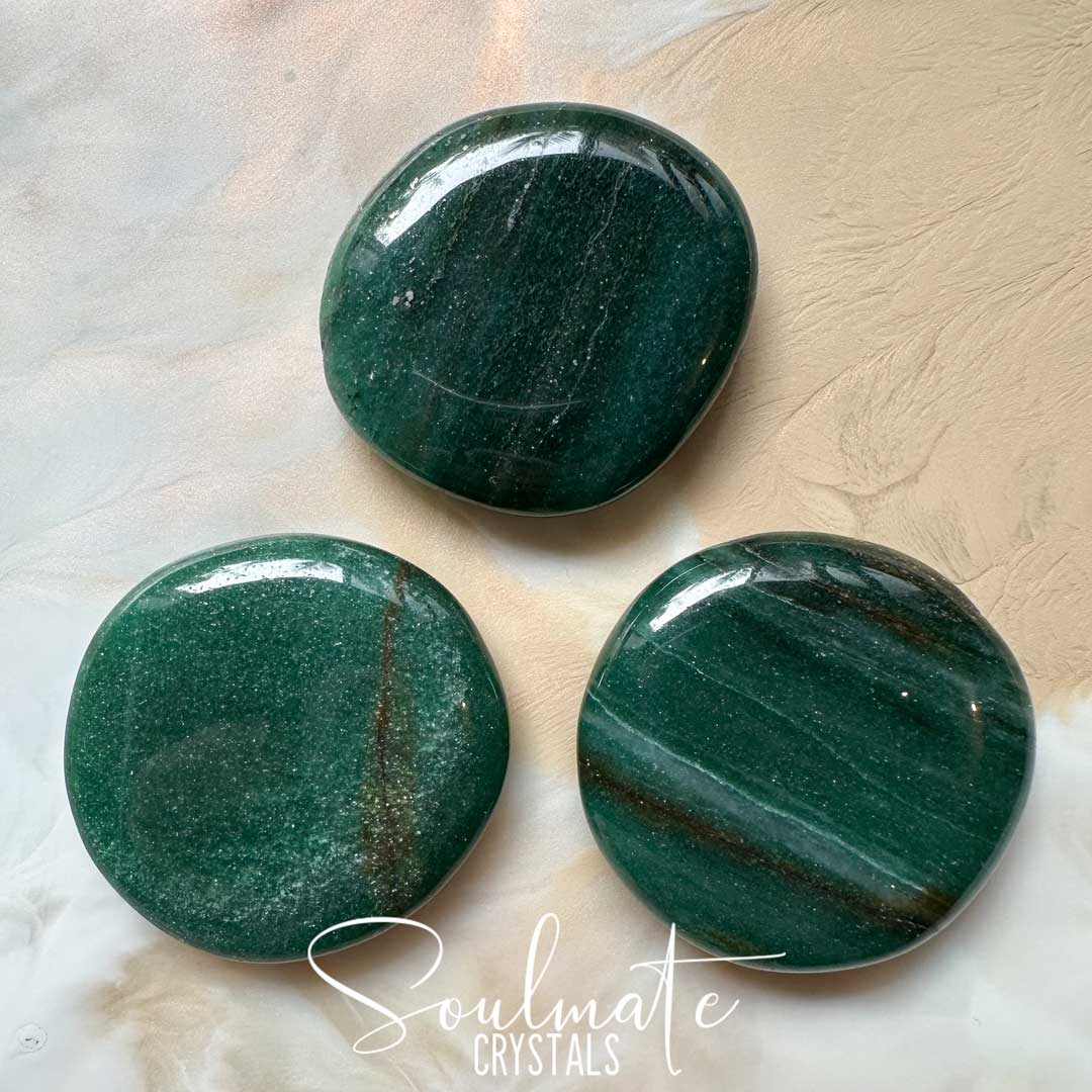 Soulmate Crystals Fuchsite Polished Crystal Palm Stone, Green Crystal for Calming, Earthy, Rejuvenating, Heart, Nature Connection, Emotional Wellbeing.