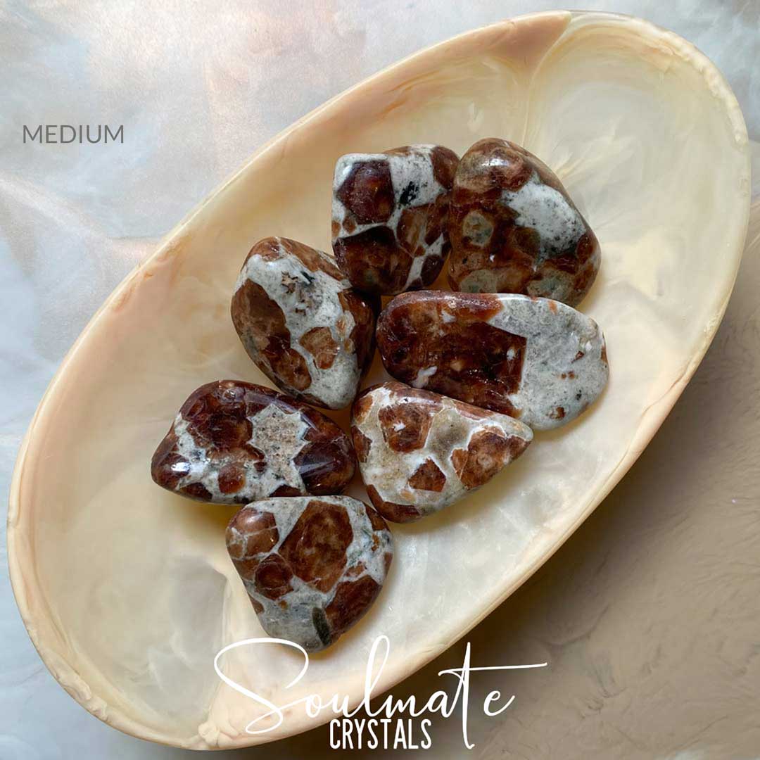 GARNET SPESSARTINE LIMESTONE RARE TUMBLED STONE EQ