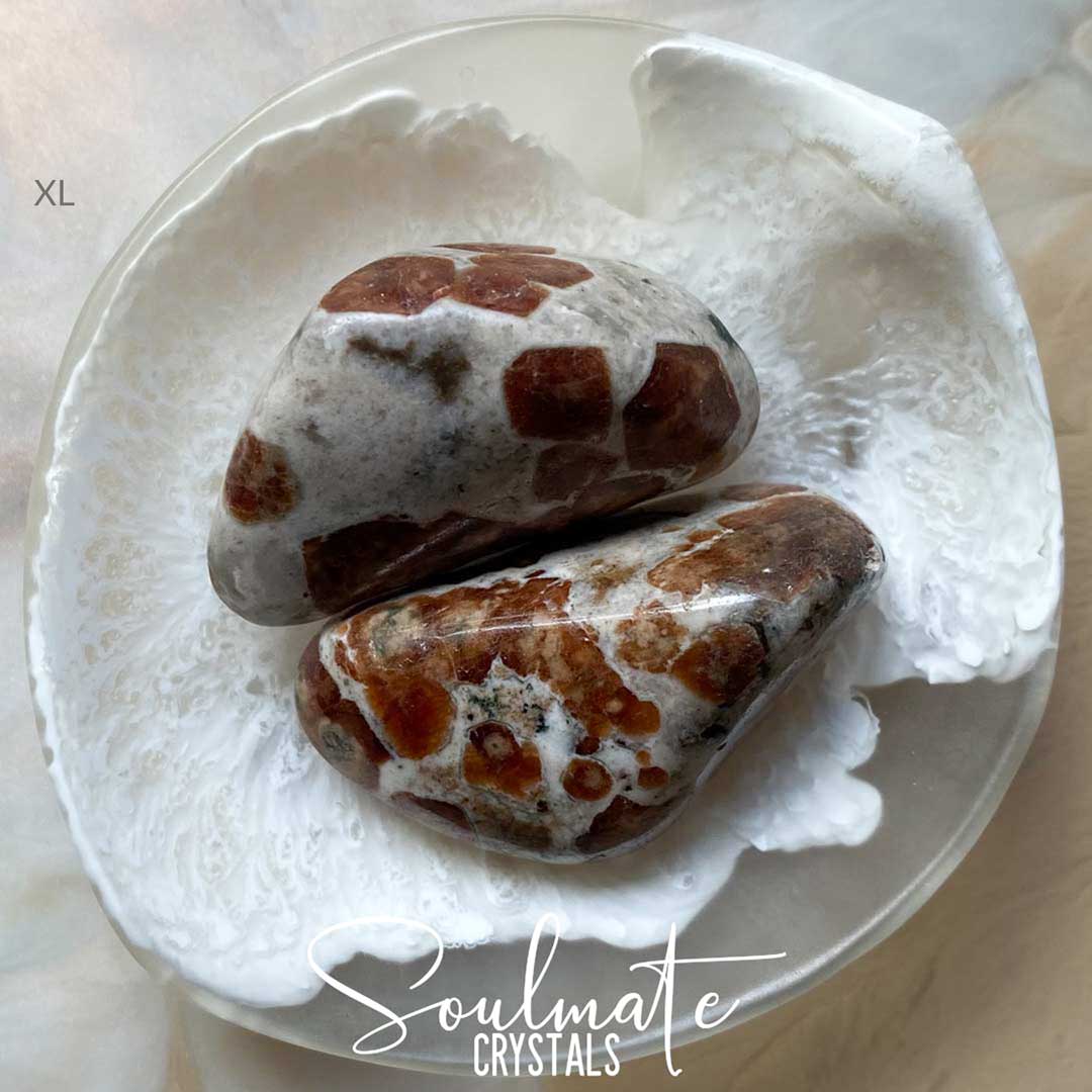 GARNET SPESSARTINE LIMESTONE RARE TUMBLED STONE EQ