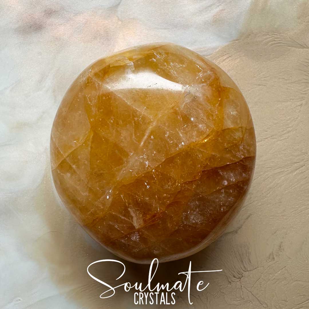 Soulmate Crystals Golden Healer Quartz Polished Crystal Energy Stone, Golden Yellow Crystal for Self-Expansion, Harmony.