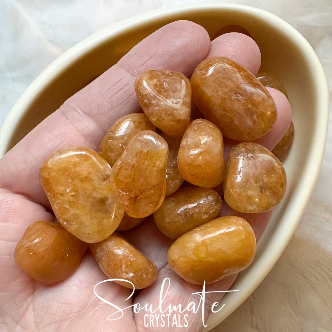 Soulmate Crystals Golden Healer Quartz Tumbled Stone, Golden Yellow Crystal for Self-Expansion, Harmony.