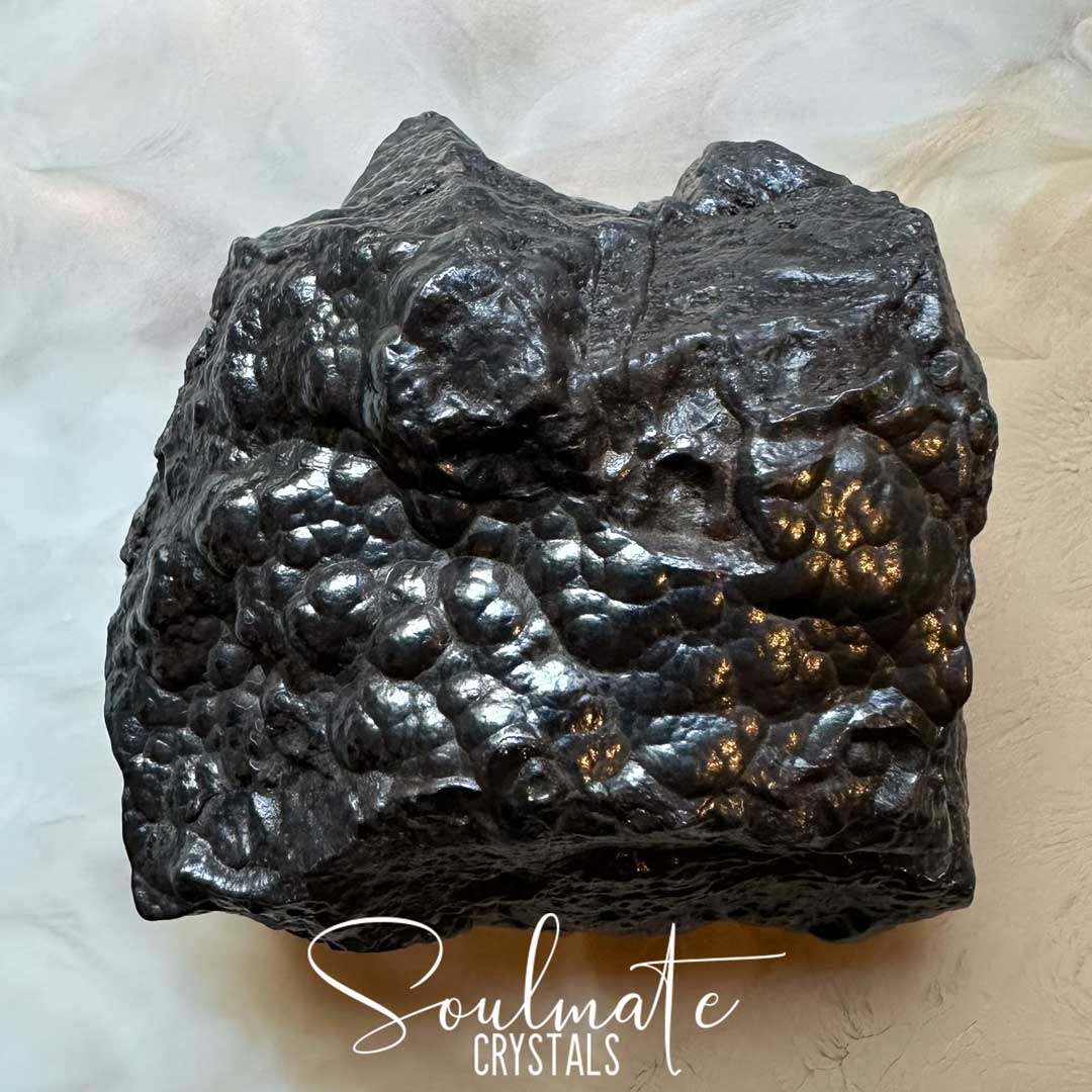 Soulmate Crystals Hematite Botryoidal Raw Natural Stone Mineral Specimen, Metallic Dark Grey Silver Stone, Bubbled Surface for Grounding.