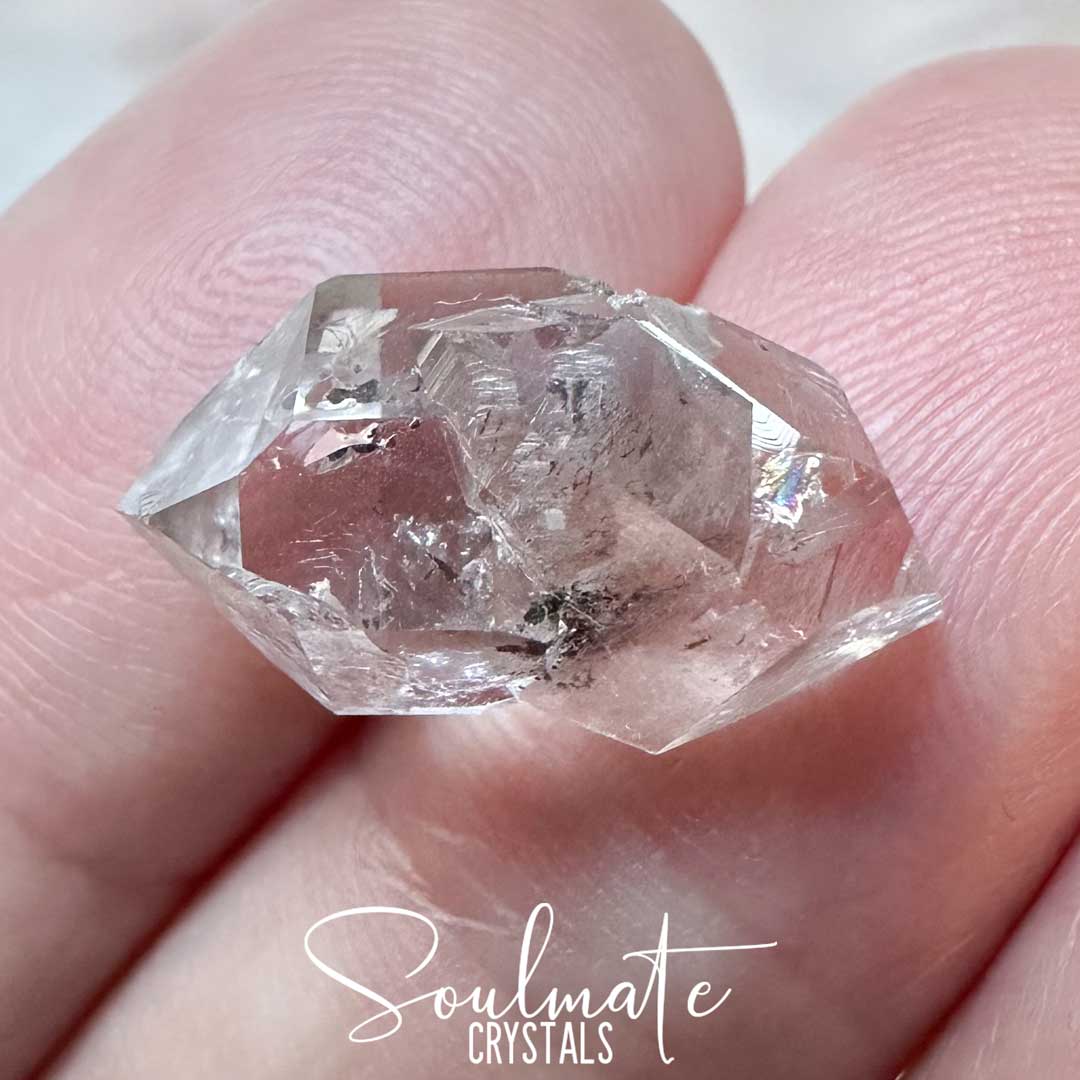 Soulmate Crystals Herkimer Diamond Quartz Raw Natural Intertwined Soulmate Twin Crystal Unpolished Clear Double Crystal Point for Energy Transmission, Meditation, Breathwork, Visioning, Dreamwork, Harmony, Relationships, Spiritual Connection, Higher Self, Universal Wisdom, Cosmic Understanding.
