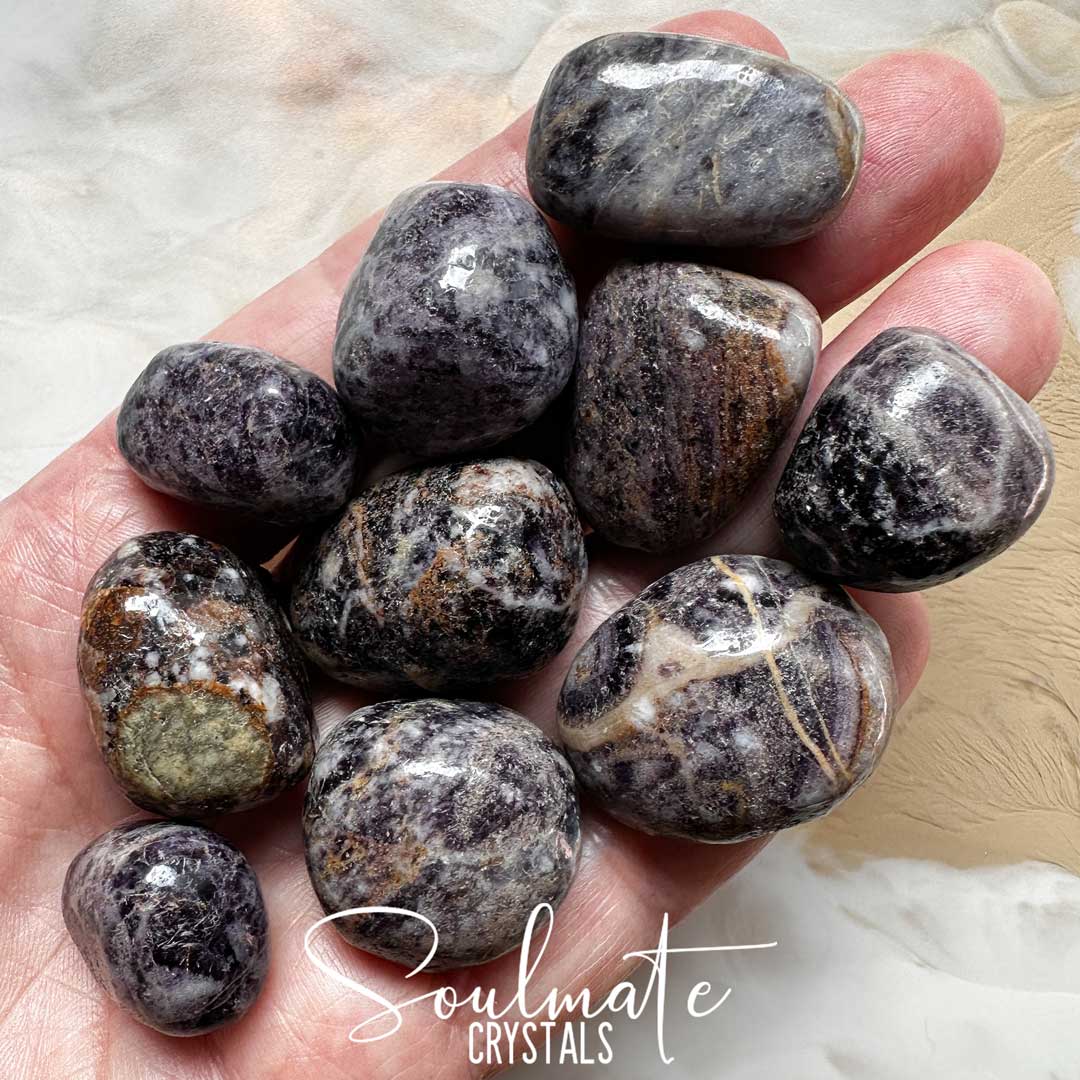 Soulmate Crystals Jasper Purple Flower Tumbled Stone, Lilac Purple Crystal for Fostering Serenity, Wholeness, Self-love, Nurturing, Protection, Grounding, Spiritual Awareness.