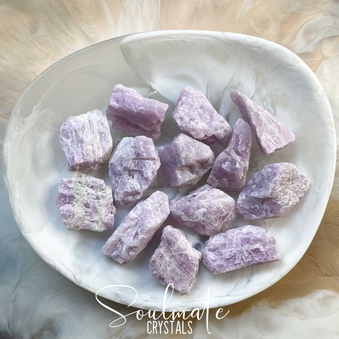 Soulmate Crystals Kunzite Raw Natural Stone, Pink Lilac Crystal for Heart-Mind Connection, Relationships, Romance, Love, Spiritual Awareness.