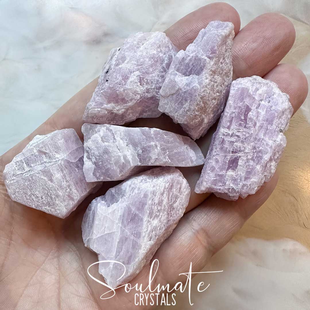 Soulmate Crystals Kunzite Raw Natural Stone, Pink Lilac Crystal for Heart-Mind Connection, Relationships, Romance, Love, Spiritual Awareness.