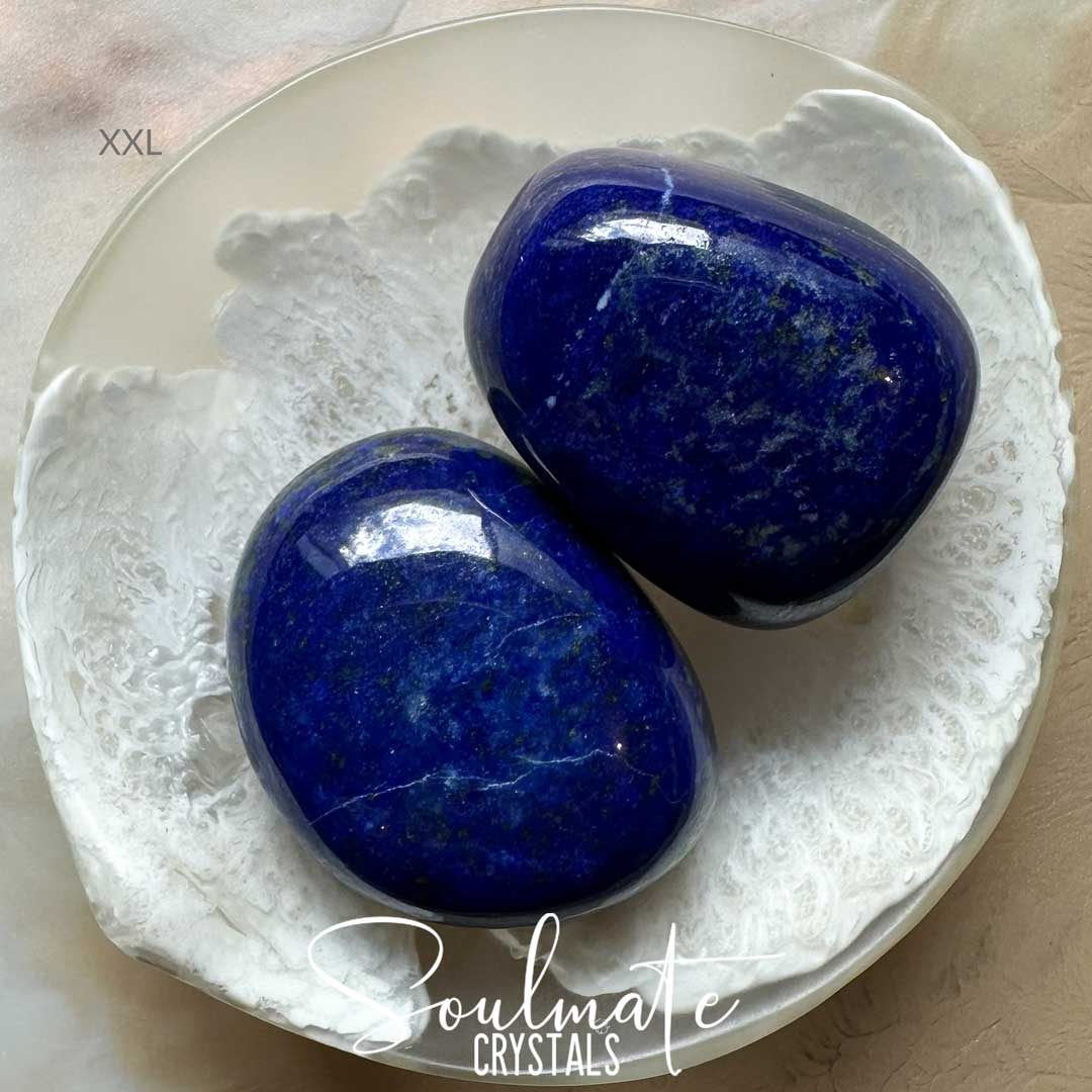 Soulmate Crystals Lapis Lazuli Tumbled Stone, Polished Bright Blue Crystal for Wisdom, Spiritual Transformation, Truth, Enlightenment.