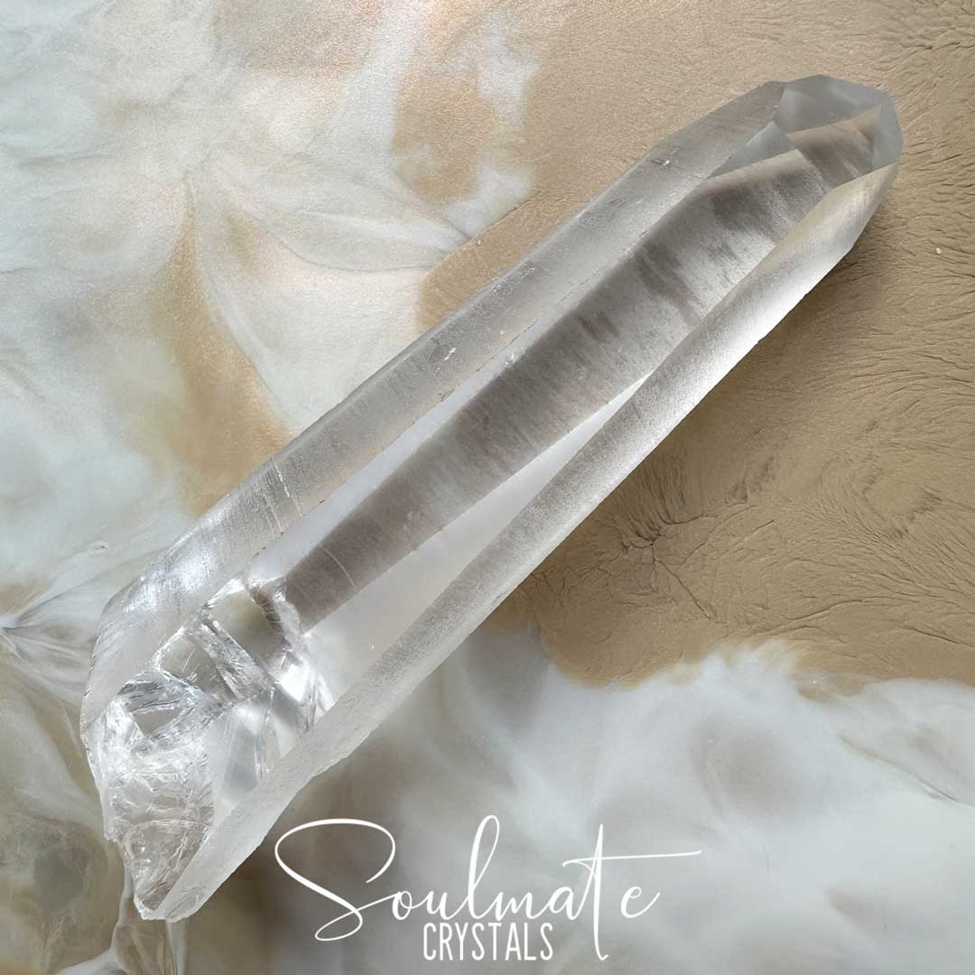 Soulmate Crystals Lemurian Quartz Dow Formation Raw Polished Crystal Point, Clear Crystal Point for Ancient Wisdom, Activation, Spirituality, Meditation, Energy Tool.