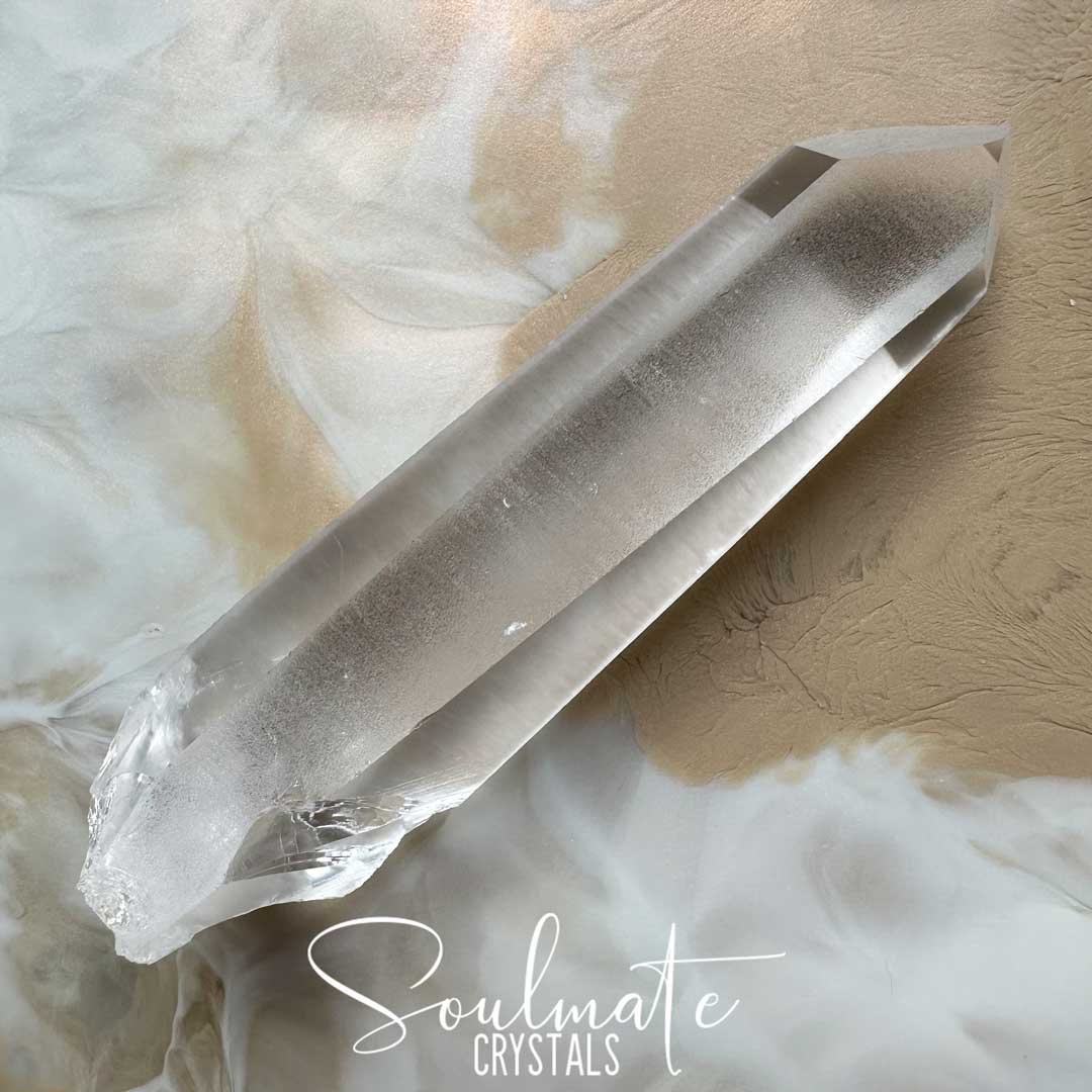 Soulmate Crystals Lemurian Quartz Dow Formation Raw Polished Crystal Point, Clear Crystal Point for Ancient Wisdom, Activation, Spirituality, Meditation, Energy Tool.