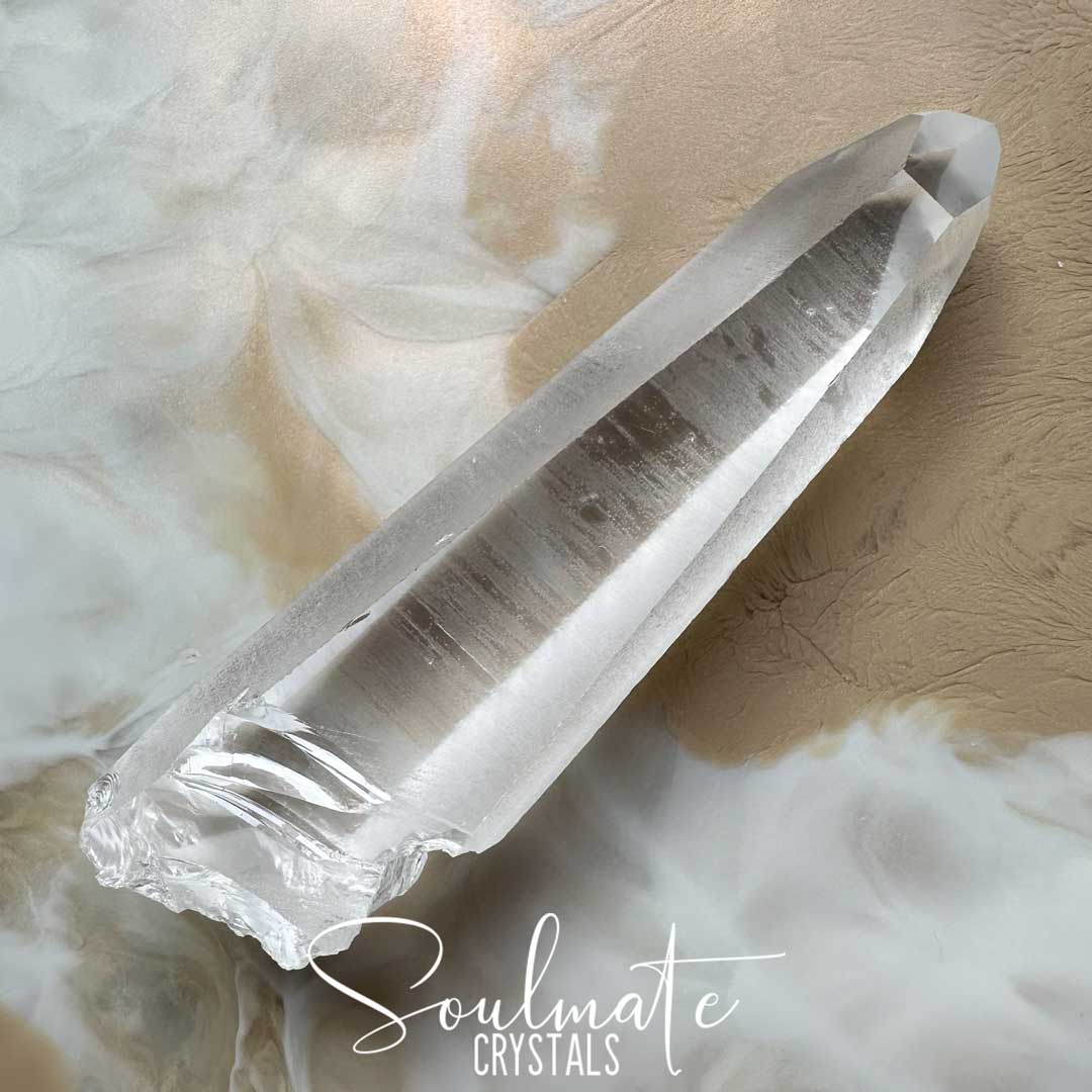 Soulmate Crystals Lemurian Quartz Dow Formation Raw Polished Crystal Point, Clear Crystal Point for Ancient Wisdom, Activation, Spirituality, Meditation, Energy Tool.
