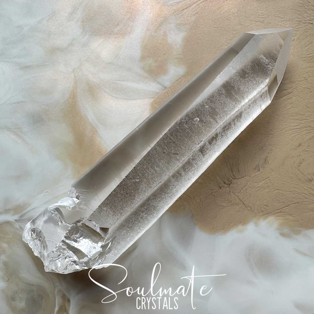 Soulmate Crystals Lemurian Quartz Dow Formation Raw Polished Crystal Point, Clear Crystal Point for Ancient Wisdom, Activation, Spirituality, Meditation, Energy Tool.