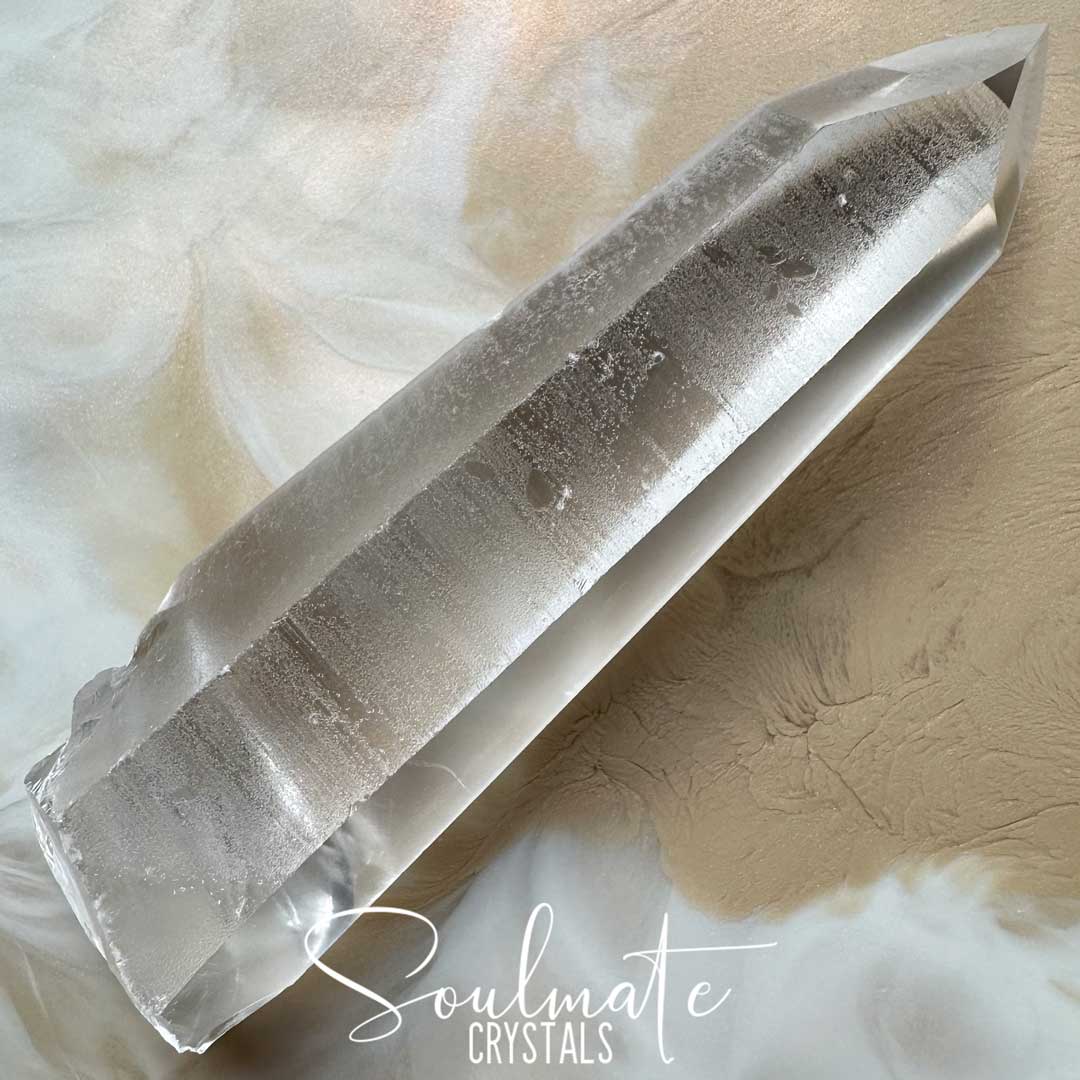 Soulmate Crystals Lemurian Quartz Dow Formation Raw Polished Crystal Point, Clear Crystal Point for Ancient Wisdom, Activation, Spirituality, Meditation, Energy Tool.