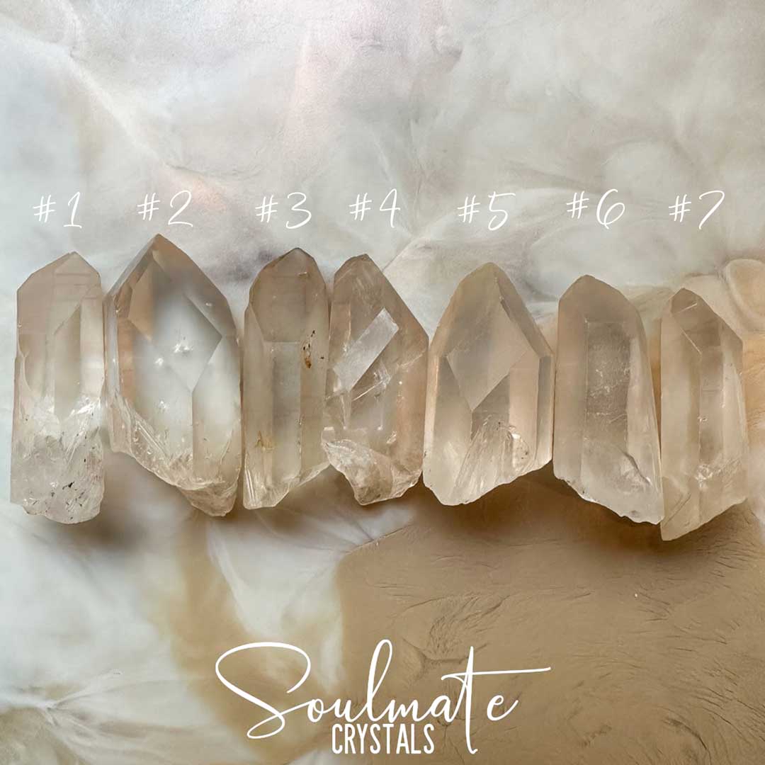 Soulmate Crystals Lemurian Quartz Pink Hematite Included Rare Natural Crystal Point for Ancient Wisdom, Activation, Spirituality, Meditation, Energy Tool, Emotional Contentment, Spiritual Growth, Self-Awareness, Compassion, Transcendence.
