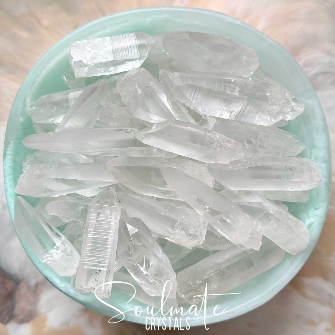 Soulmate Crystals Lemurian Quartz Clear Raw Natural Crystal Point for Ancient Wisdom, Activation, Spirituality, Meditation, Energy Tool.