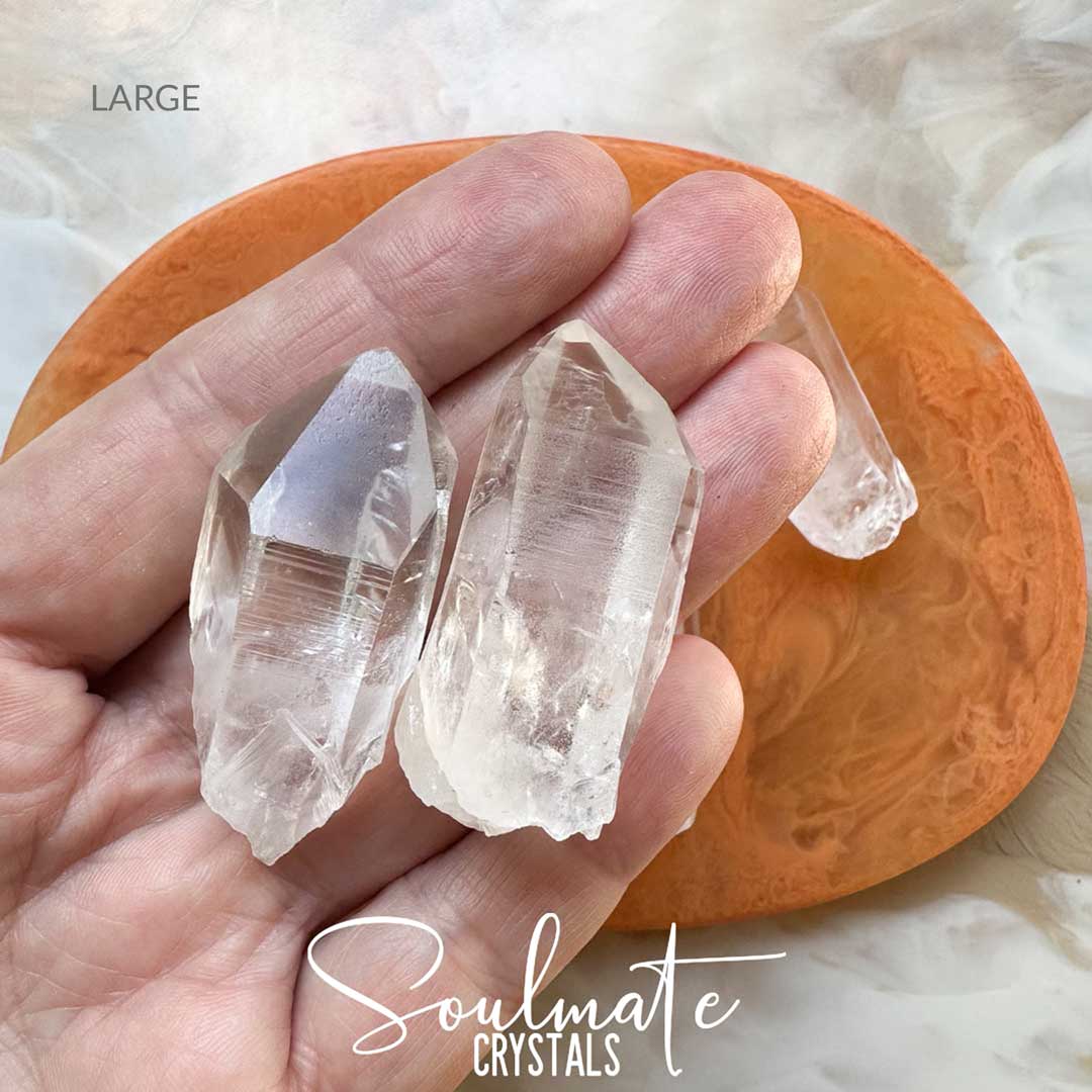 Soulmate Crystals Lemurian Quartz Clear Raw Natural Crystal Point for Ancient Wisdom, Activation, Spirituality, Meditation, Energy Tool.