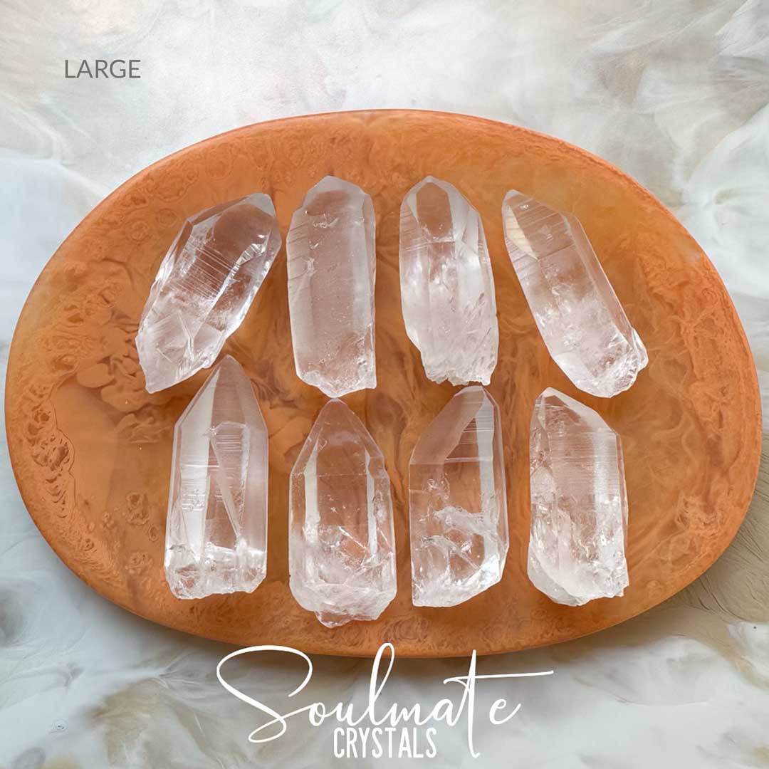 Soulmate Crystals Lemurian Quartz Clear Raw Natural Crystal Point for Ancient Wisdom, Activation, Spirituality, Meditation, Energy Tool.