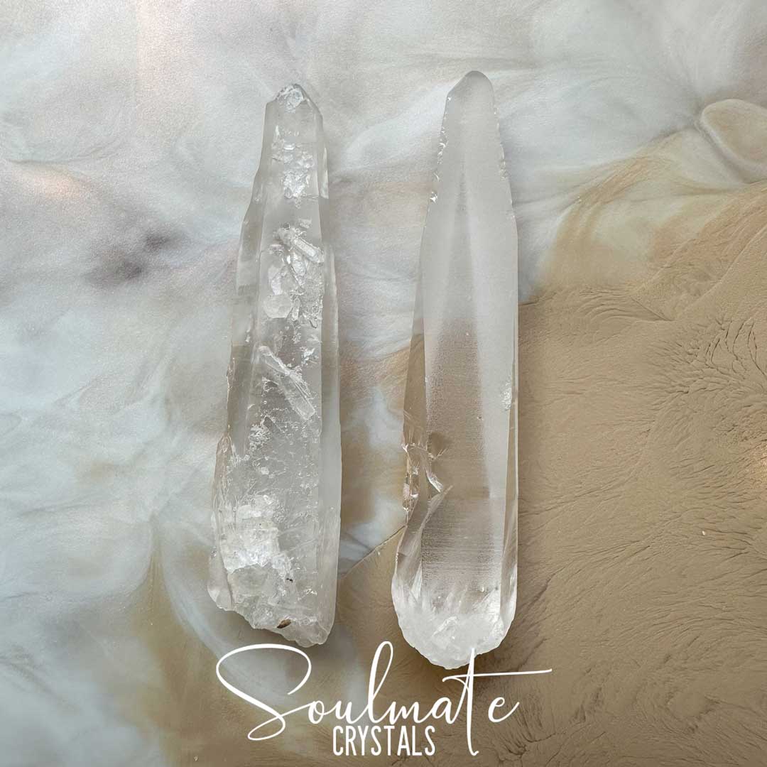 Soulmate Crystals Lemurian Quartz Clear Raw Natural Crystal Laser Point for Ancient Wisdom, Activation, Spirituality, Meditation, Energy Tool.