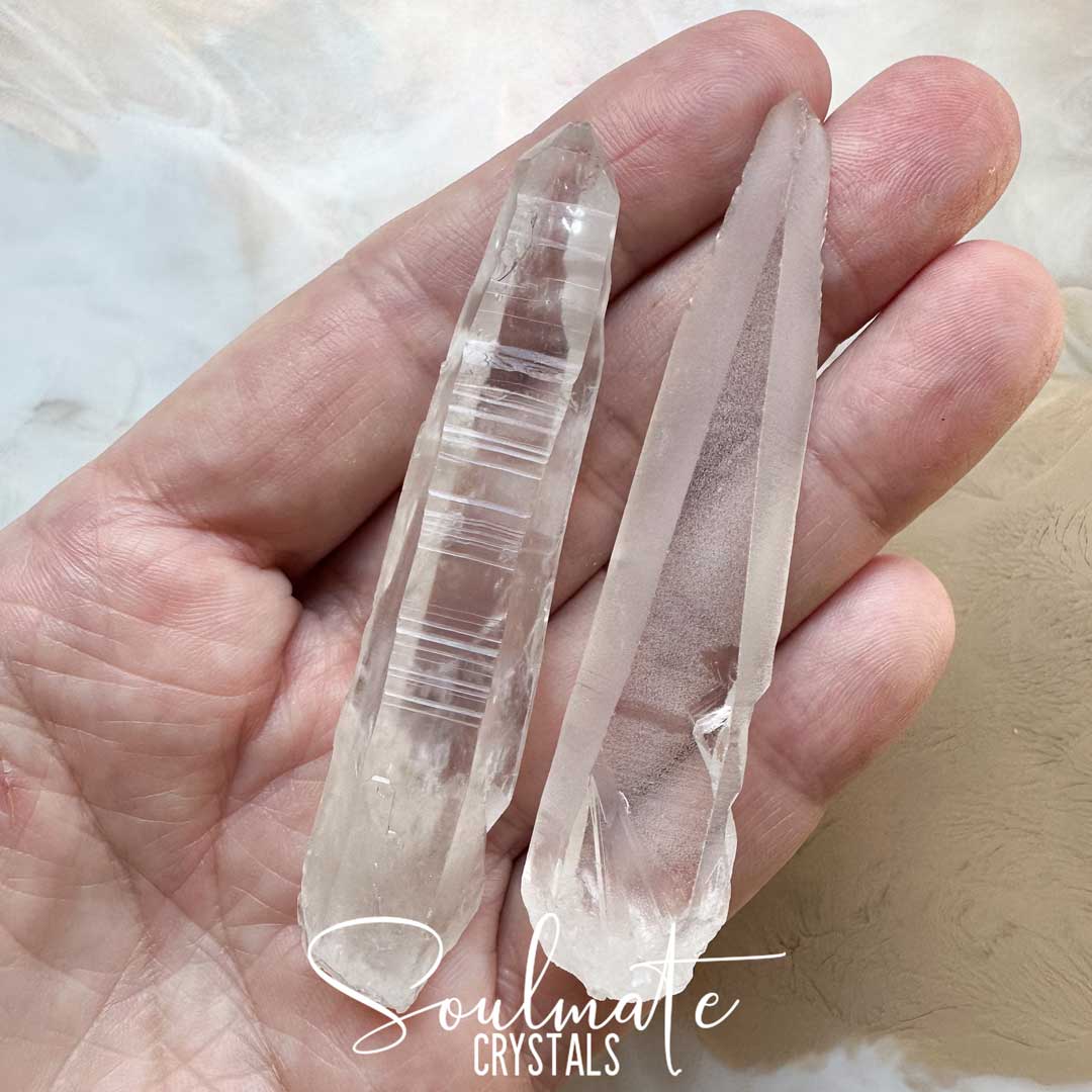 Soulmate Crystals Lemurian Quartz Clear Raw Natural Crystal Laser Point for Ancient Wisdom, Activation, Spirituality, Meditation, Energy Tool.