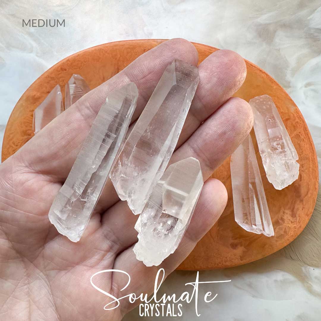 Soulmate Crystals Lemurian Quartz Clear Raw Natural Crystal Point for Ancient Wisdom, Activation, Spirituality, Meditation, Energy Tool.