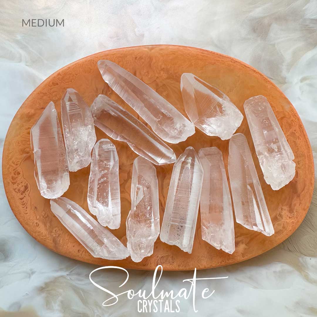 Soulmate Crystals Lemurian Quartz Clear Raw Natural Crystal Point for Ancient Wisdom, Activation, Spirituality, Meditation, Energy Tool.