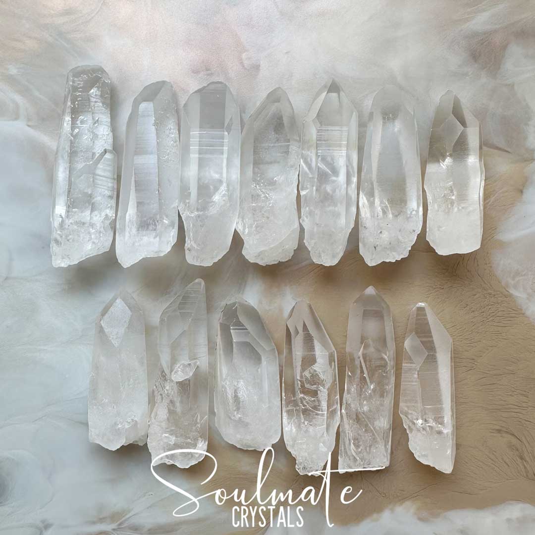 Soulmate Crystals Lemurian Quartz Clear Raw Natural Crystal Point for Ancient Wisdom, Activation, Spirituality, Meditation, Energy Tool.