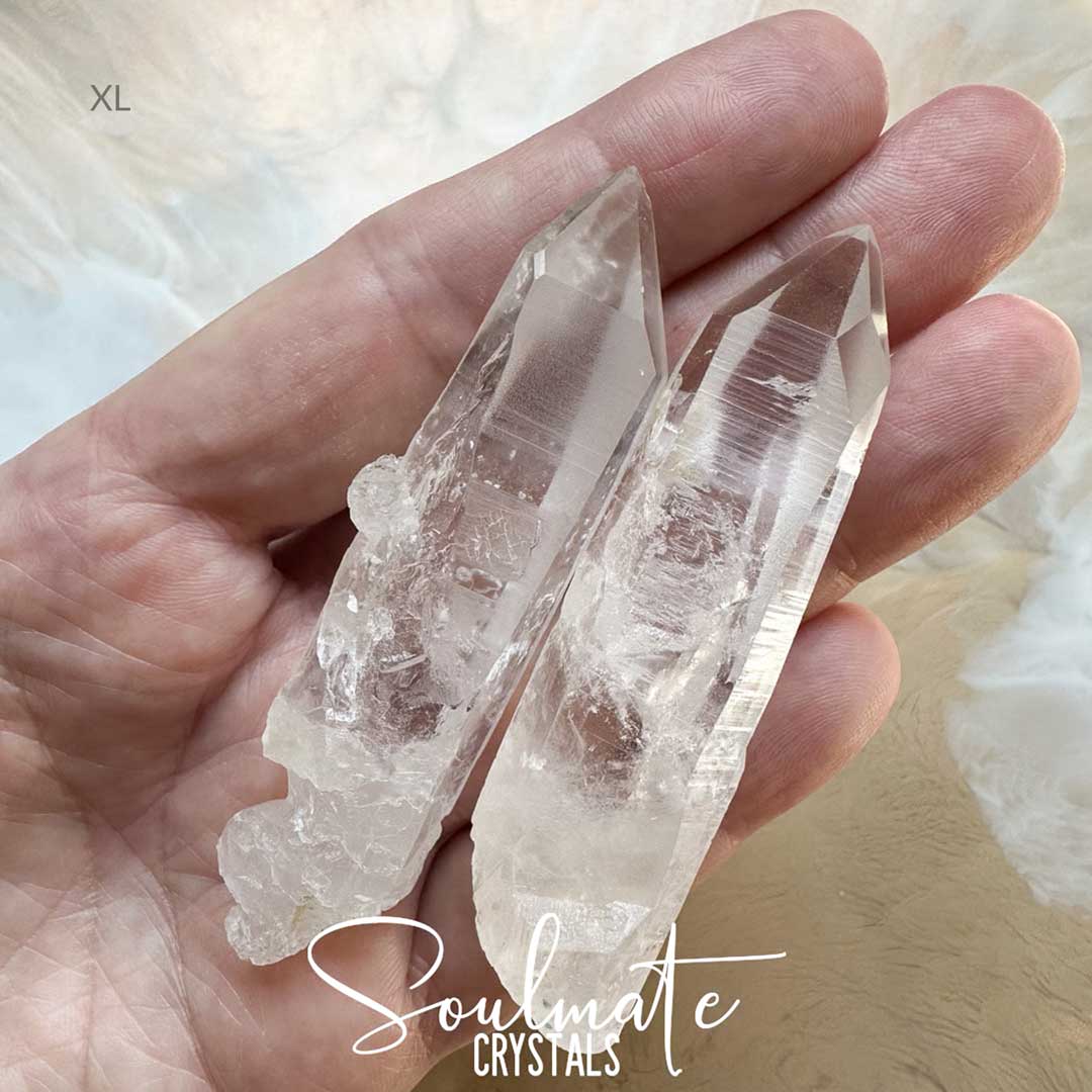 Soulmate Crystals Lemurian Quartz Clear Raw Natural Crystal Point for Ancient Wisdom, Activation, Spirituality, Meditation, Energy Tool.