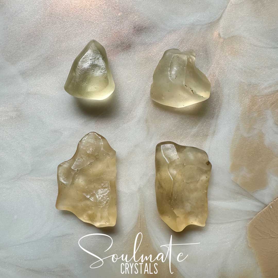 Soulmate Crystals Libyan Gold Tektite Raw Natural Stone, Pale-Vibrant Yellow Crystal for Transformation and Ascension