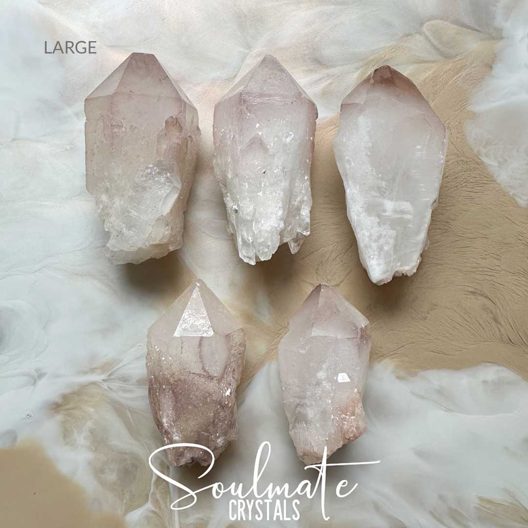 Soulmate Crystals Lithium Candle Quartz Raw Natural Crystal Point, Lilac-Purple Lithium Naturally Coated Milky Opaque Quartz Crystal for Positivity, Mood, Soothing, Relaxation, Sleep, Stability, Clarity, Intuition, Spiritual Development, Restoration.