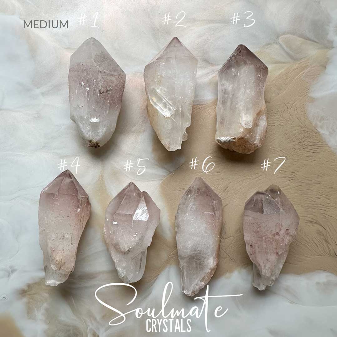 Soulmate Crystals Lithium Candle Quartz Raw Natural Crystal Point, Lilac-Purple Lithium Naturally Coated Milky Opaque Quartz Crystal for Positivity, Mood, Soothing, Relaxation, Sleep, Stability, Clarity, Intuition, Spiritual Development, Restoration.