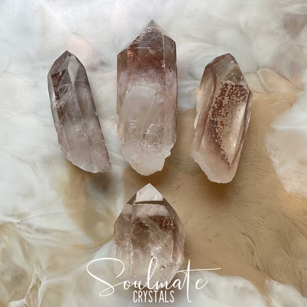 Soulmate Crystals Lithium Quartz Raw Polished Crystal Point, Lilac-Purple Lithium Naturally Coated Clear Quartz Crystal for Soothing, Restoration, Rejuvenation, Harmony.