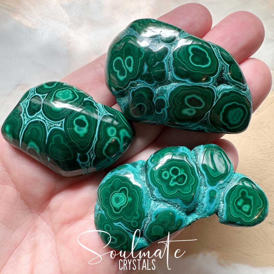 Soulmate Crystals Malacolla Polished Crystal Energy Stone, Crystal Freeform, Combination Blue Green Crystal of Malachite and Chrysocolla for Protection, Detoxification and Transformation.