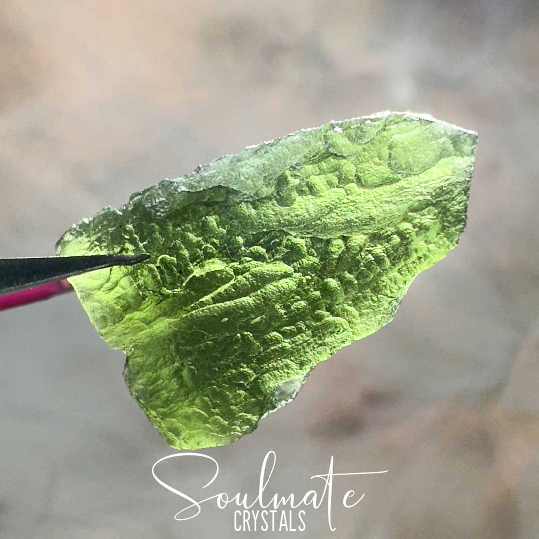 Soulmate Crystals Moldavite Raw Natural Stone Rare Mineral Specimen, Green Tektite Crystal for Transformation, Awakening, Higher Consciousness, Spiritual Purpose, Interconnectedness, Vitality, Rejuvenation, Personal Evolution.