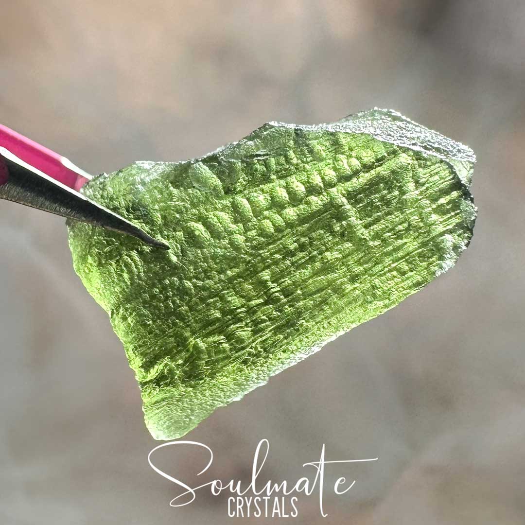 Soulmate Crystals Moldavite Raw Natural Stone Rare Mineral Specimen, Green Tektite Crystal for Transformation, Awakening, Higher Consciousness, Spiritual Purpose, Interconnectedness, Vitality, Rejuvenation, Personal Evolution.