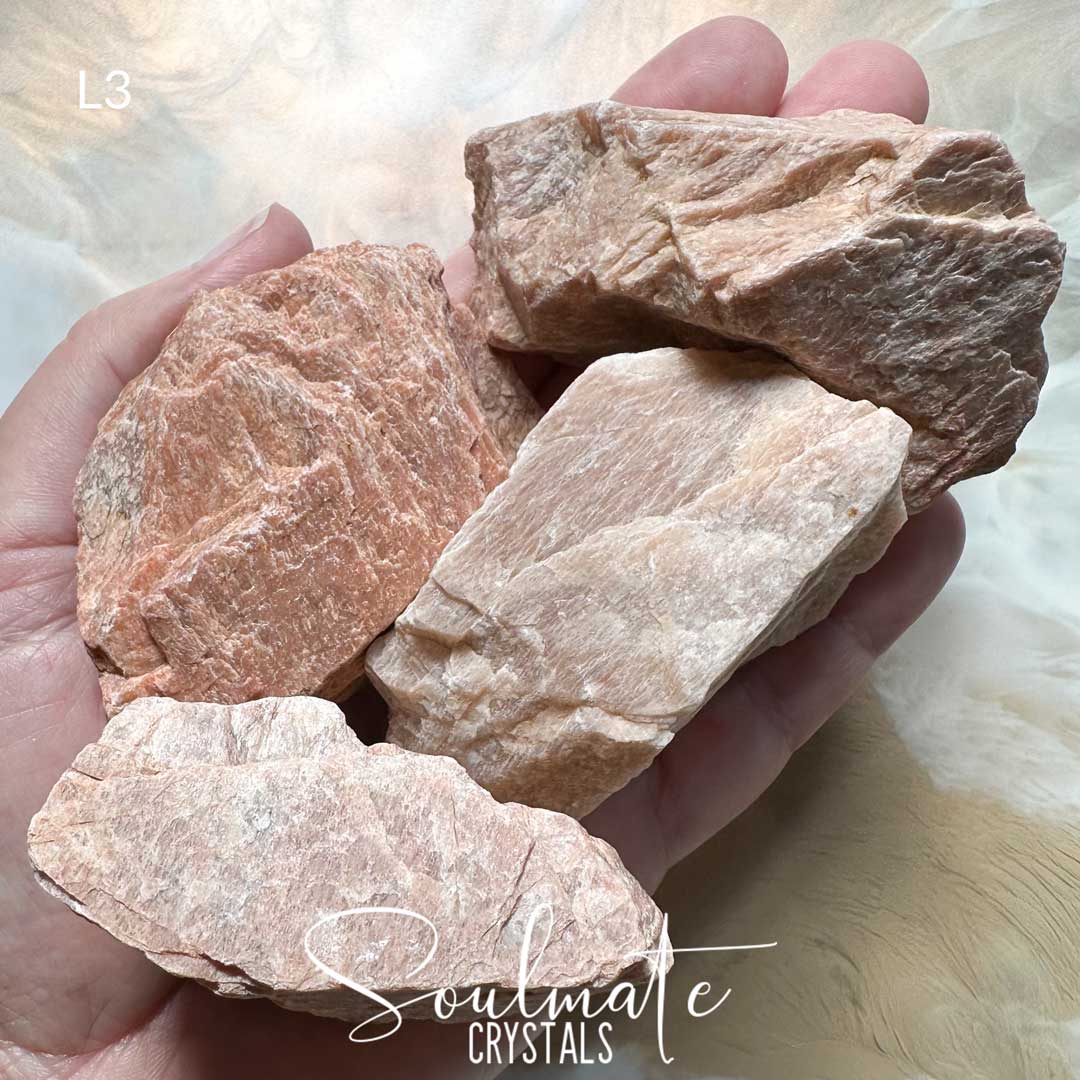 Soulmate Crystals Peach Moonstone Raw Natural Stone, Unpolished Blush Peach Crystal for Emotional Wellbeing, Moon Energy.