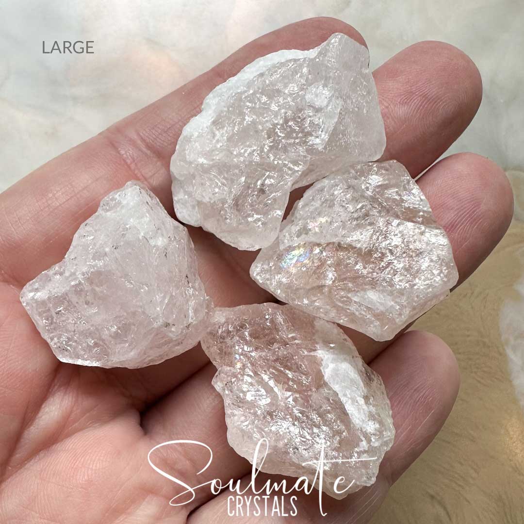 Soulmate Crystals Morganite Raw Natural Stone, Pale Pink Crystal for Heart, Abundant Love, Relationships and Fairness.