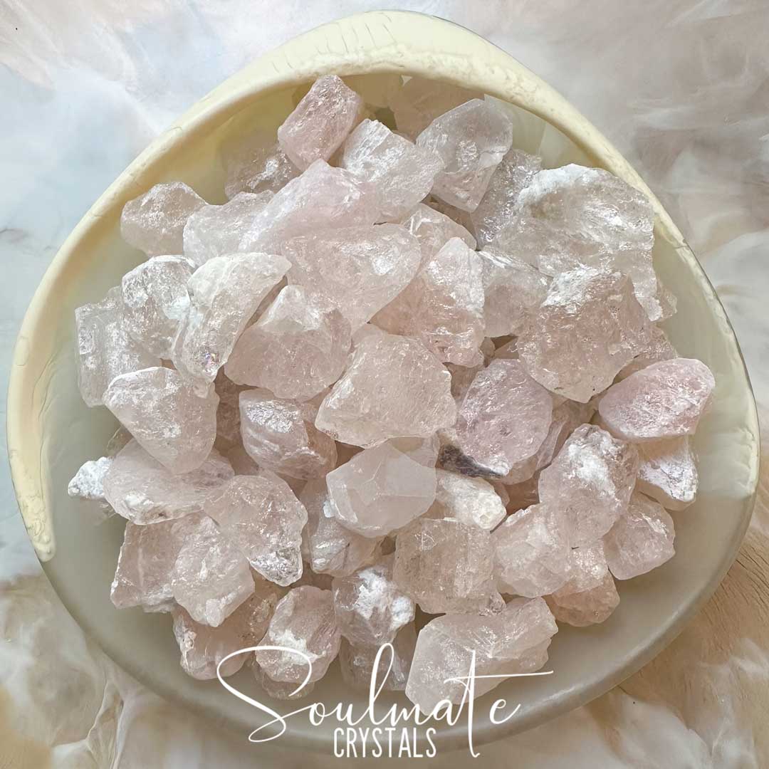 Soulmate Crystals Morganite Raw Natural Stone, Pale Pink Crystal for Heart, Abundant Love, Relationships and Fairness.