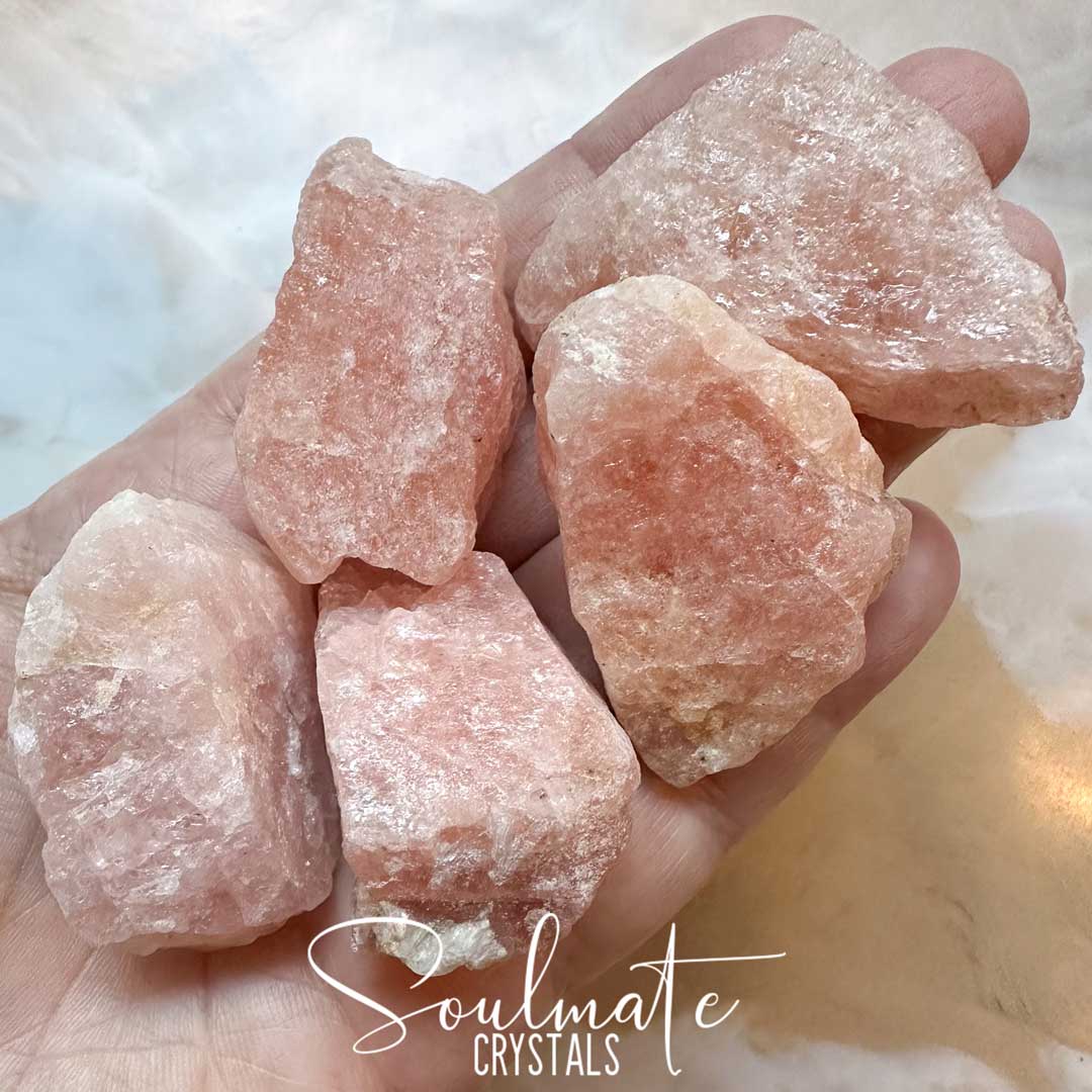 Soulmate Crystals Morganite Raw Natural Stone, Peach Pink Crystal for Heart, Abundant Love, Relationships and Fairness.