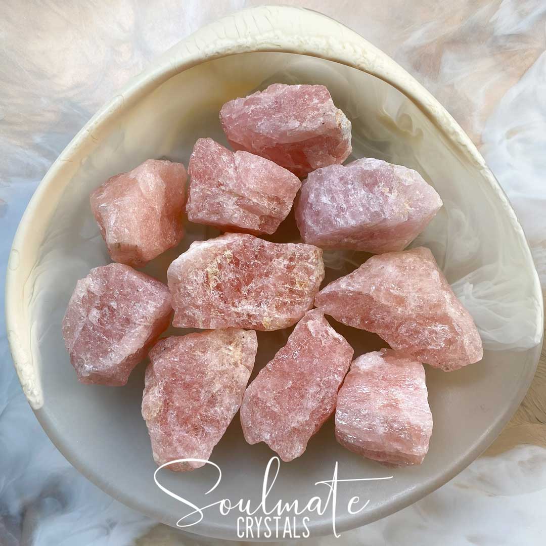 Soulmate Crystals Morganite Raw Natural Stone, Peach Pink Crystal for Heart, Abundant Love, Relationships and Fairness.