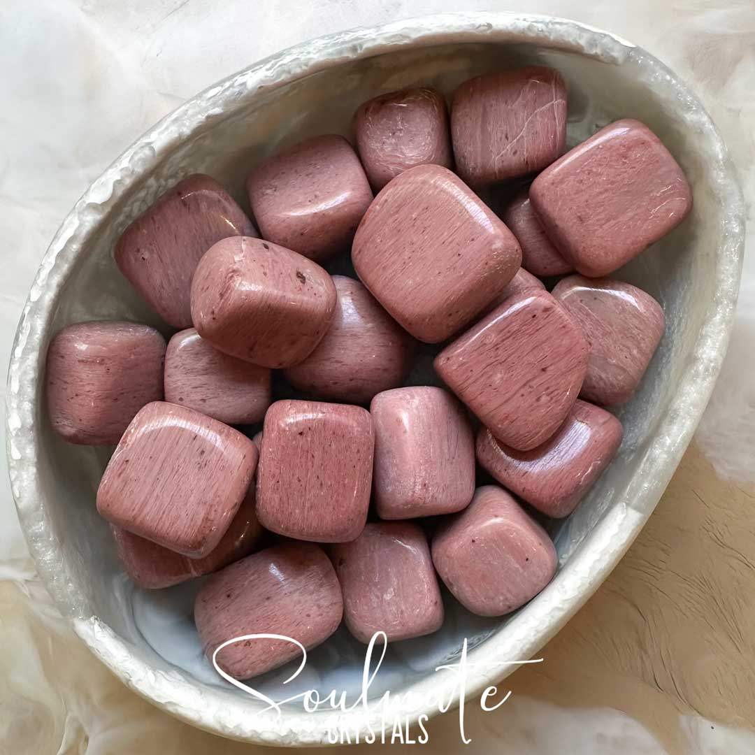 Soulmate Crystals Petrified Wood Pink India Tumbled Stone, Dusty Pink Crystal for Compassion, Love, Protection, Ancient Wisdom, Emotional Wellbeing.