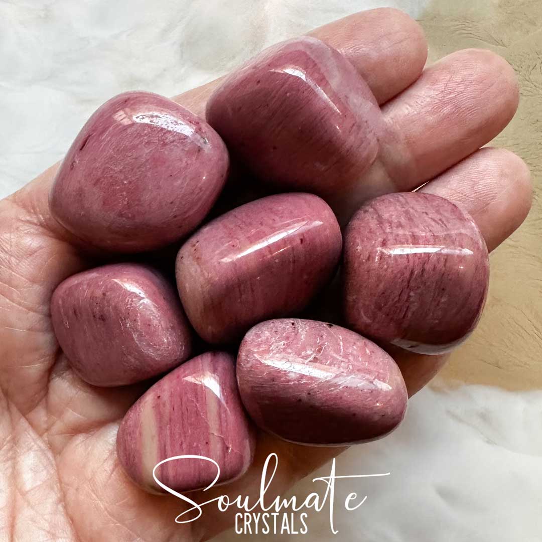 Soulmate Crystals Pink Petrified Wood Tumbled Stone, Mid-Tone Pink Crystal for Compassion, Love, Protection, Ancient Wisdom, Calming, Grounding, Stability.
